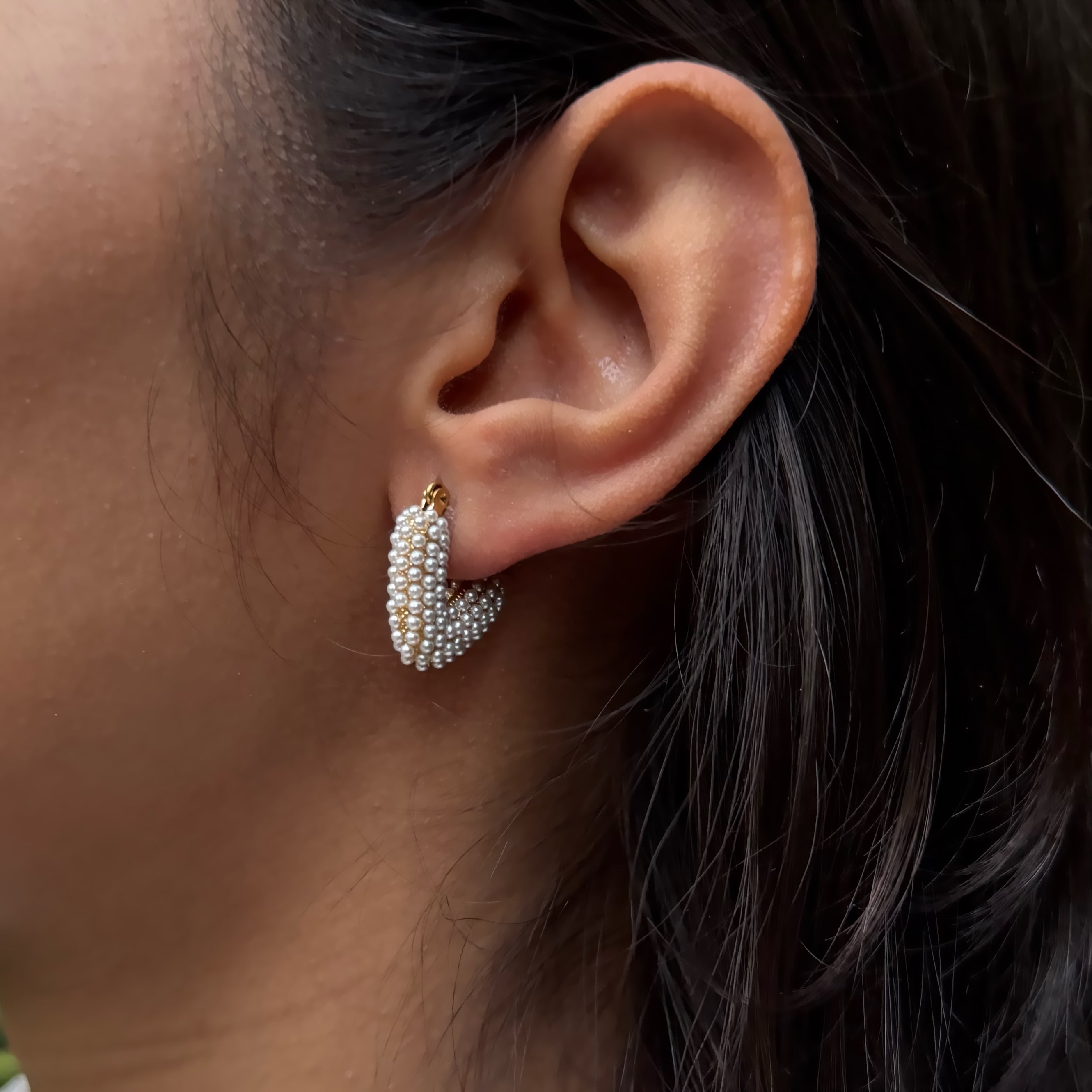 Pearl Heart Earrings