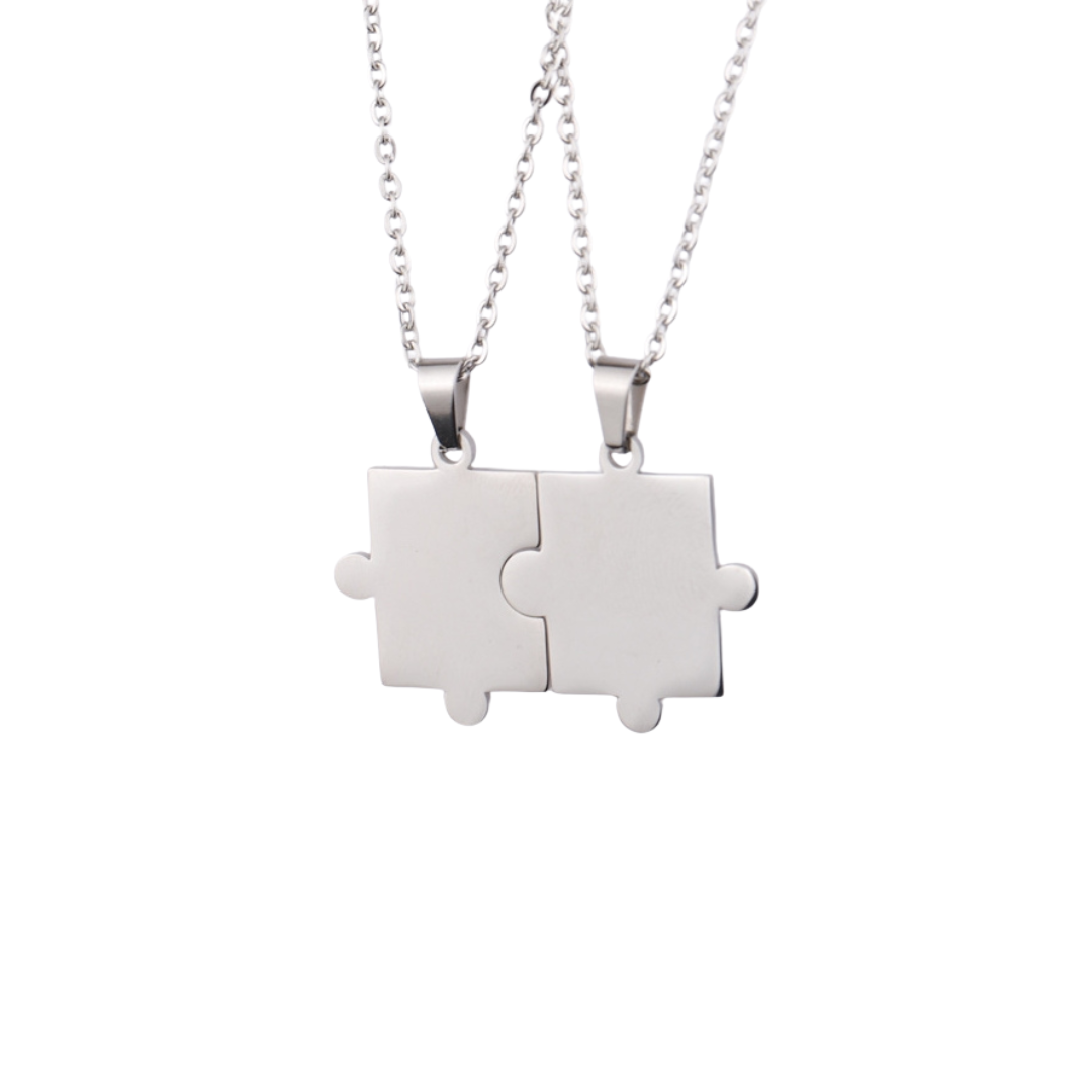 Personalised Puzzle Necklace Set Of 2