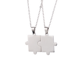 PERSONALISED PUZZLE NECKLACE SET OF 2 - 18K WHITE/GOLD-PLATED