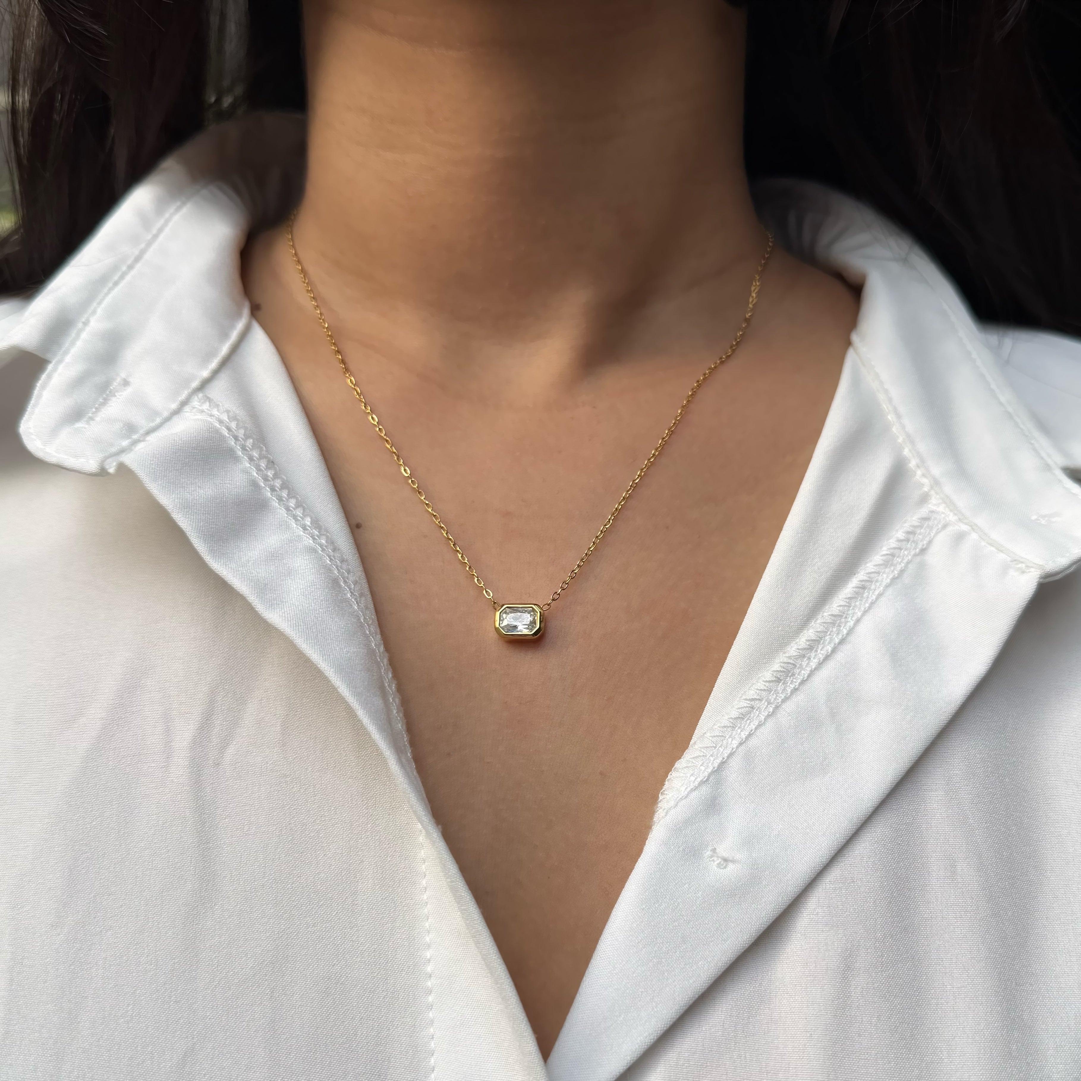 Radiant Bezel Necklace