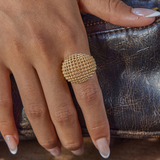 HONEY DOME MESH RING - 18K GOLD-PLATED