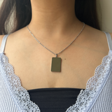 PERSONALISED RECTANGLE NECKLACE - 18K WHITE/GOLD-PLATED