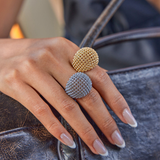 HONEY DOME MESH RING - 18K GOLD-PLATED