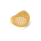 HONEY DOME MESH RING - 18K GOLD-PLATED