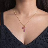 PINK MUSE NECKLACE - 18K GOLD-PLATED