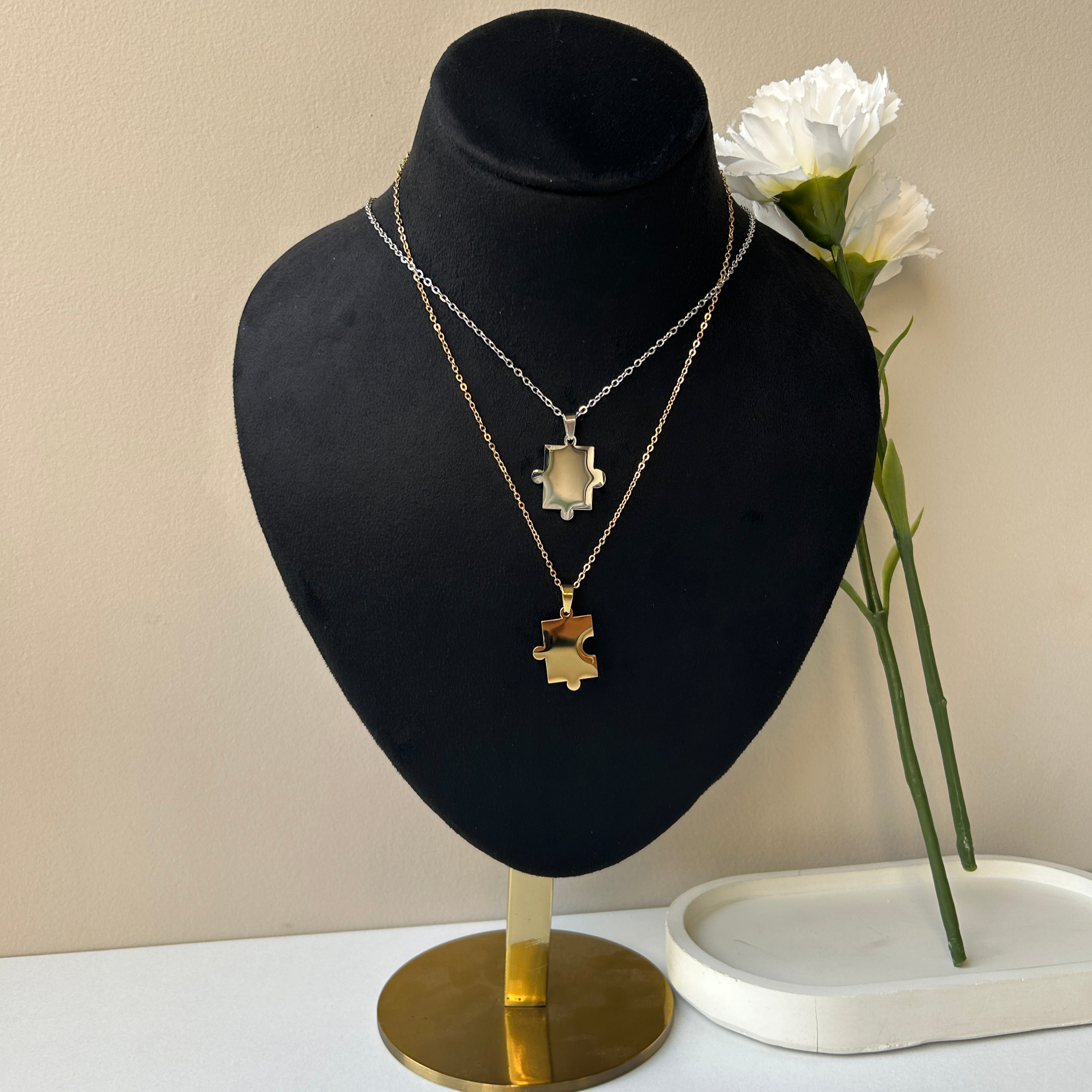 Personalised Puzzle Necklace Set Of 2