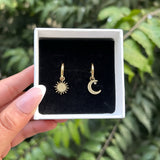 SUN & MOON EARRINGS - 18K GOLD-PLATED
