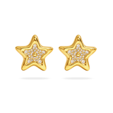 STUDDED STAR EARRINGS - 18K GOLD-PLATED