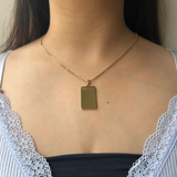 PERSONALISED RECTANGLE NECKLACE - 18K WHITE/GOLD-PLATED