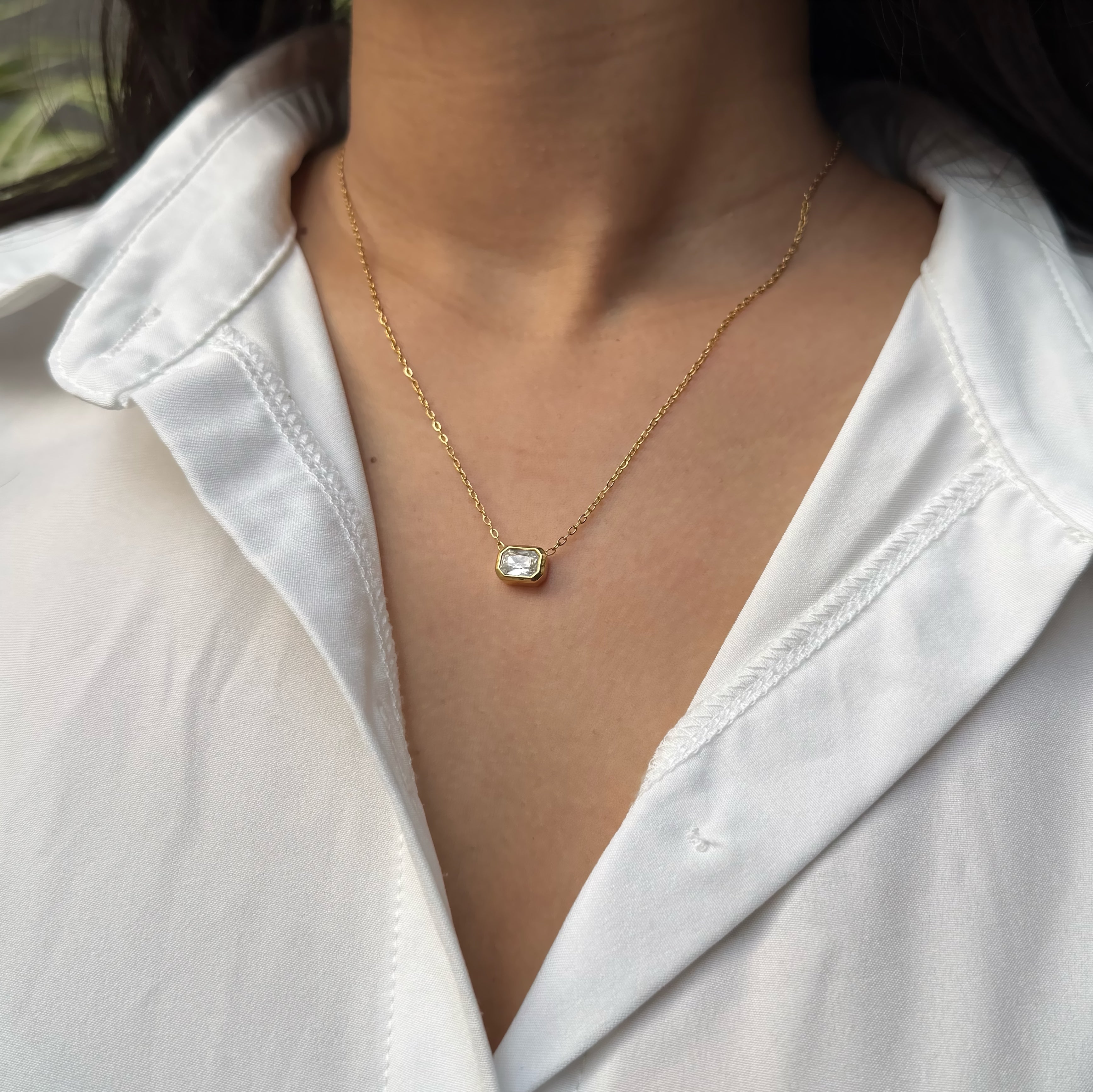 Radiant Bezel Necklace