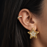 SOLITAIRE EAR CUFFS - 18K GOLD-PLATED