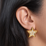 STUDDED STAR EARRINGS - 18K GOLD-PLATED