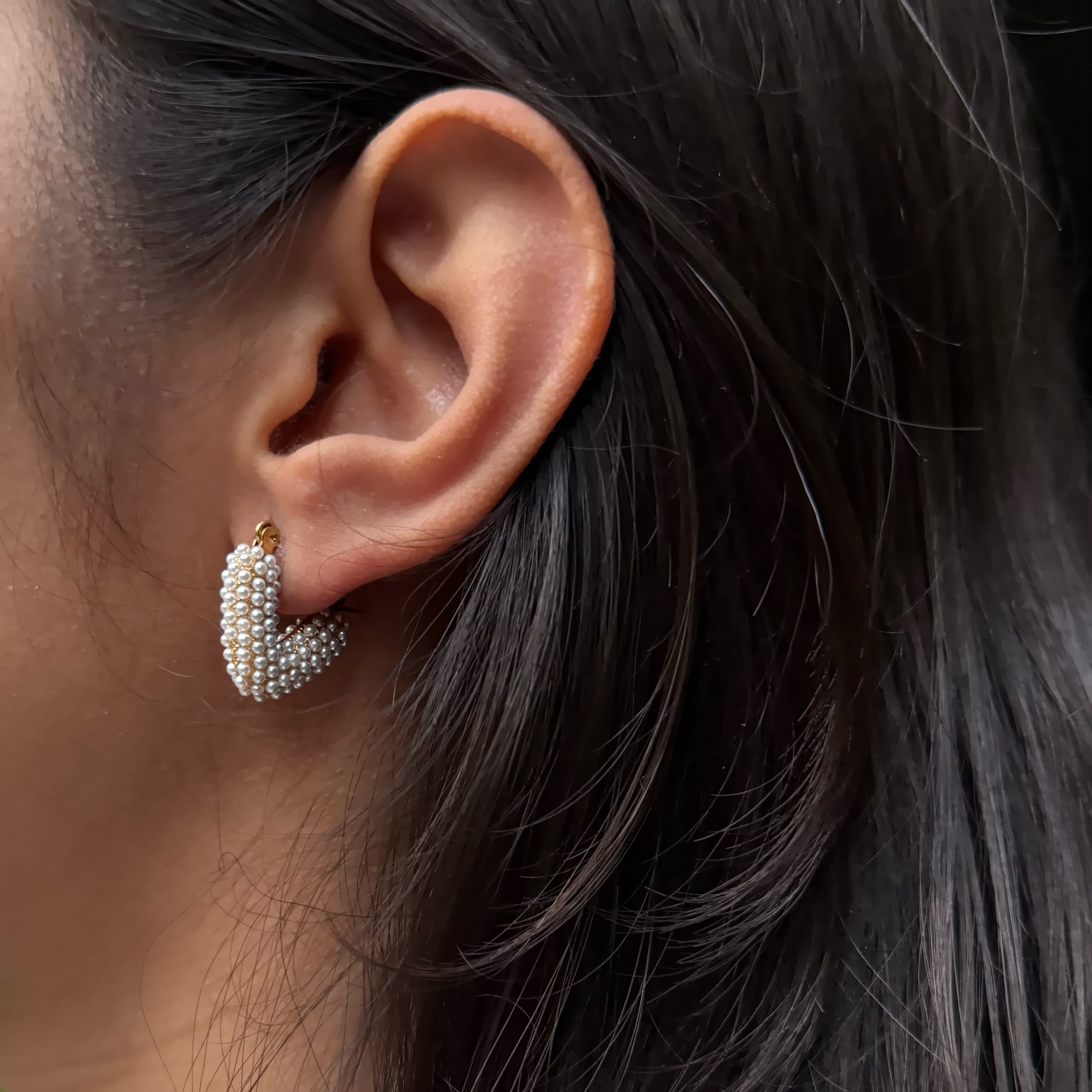 Pearl Heart Earrings