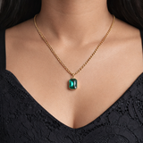 CLASSIC EMERALD NECKLACE - 18K GOLD-PLATED