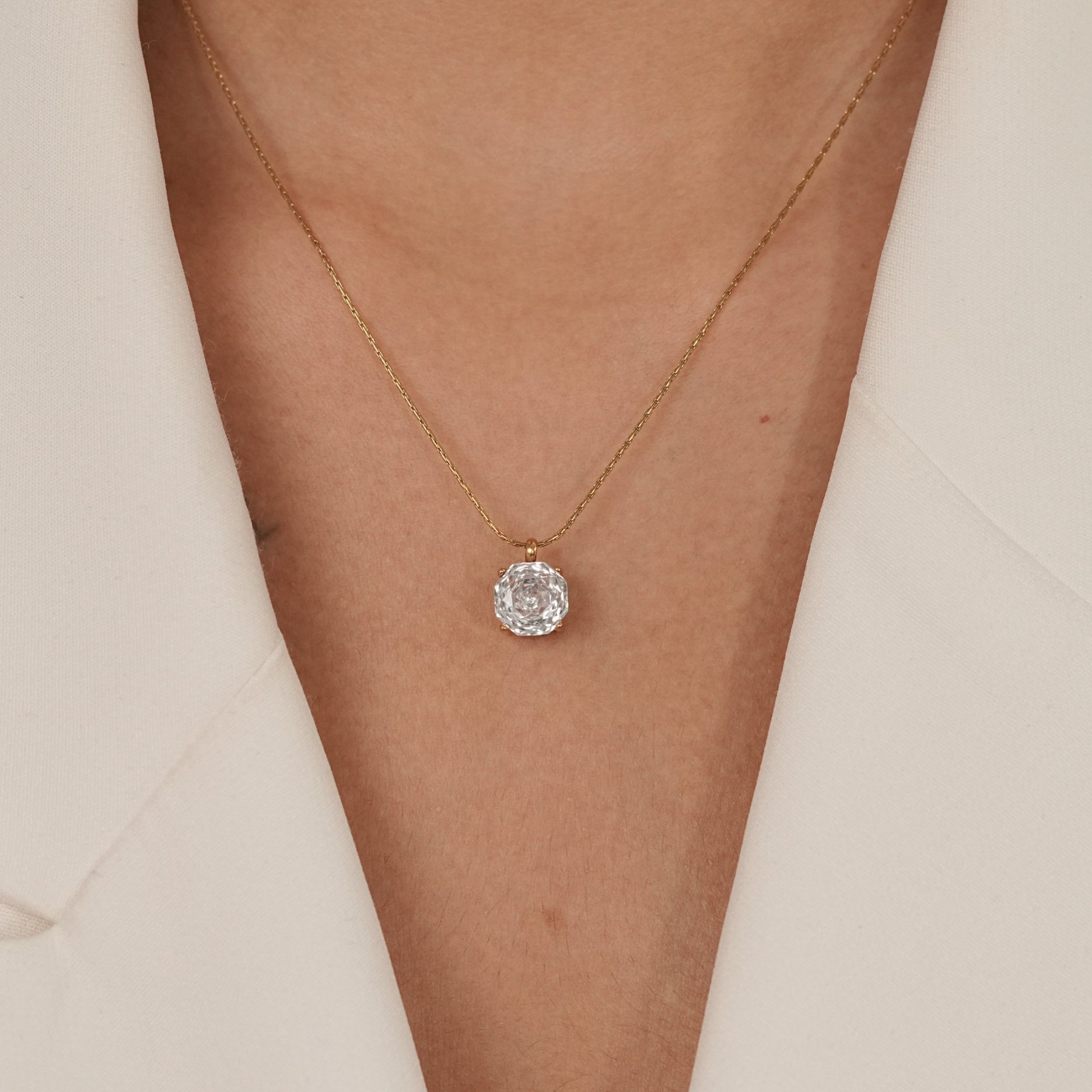 3D Rose Solitaire Necklace