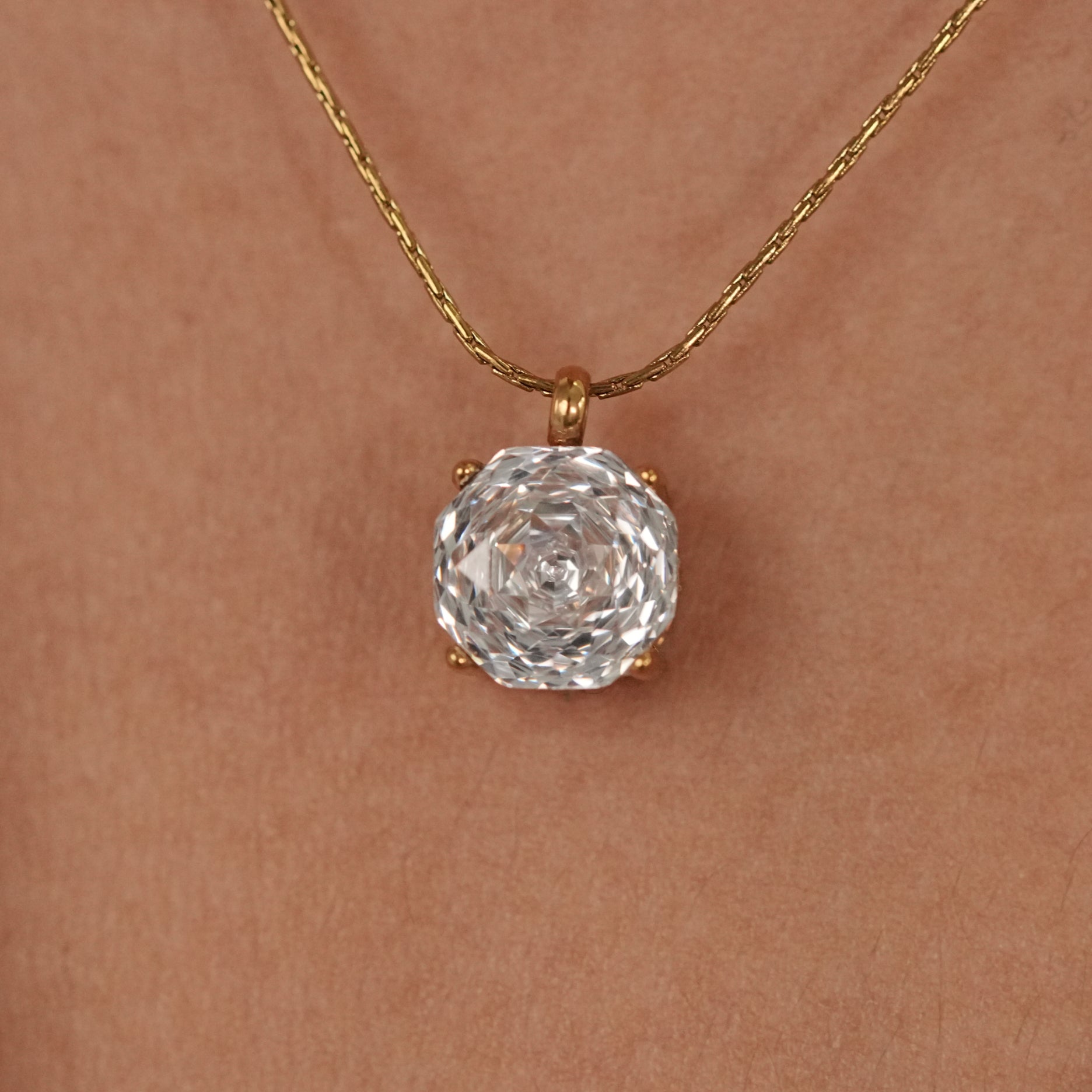 3D Rose Solitaire Necklace