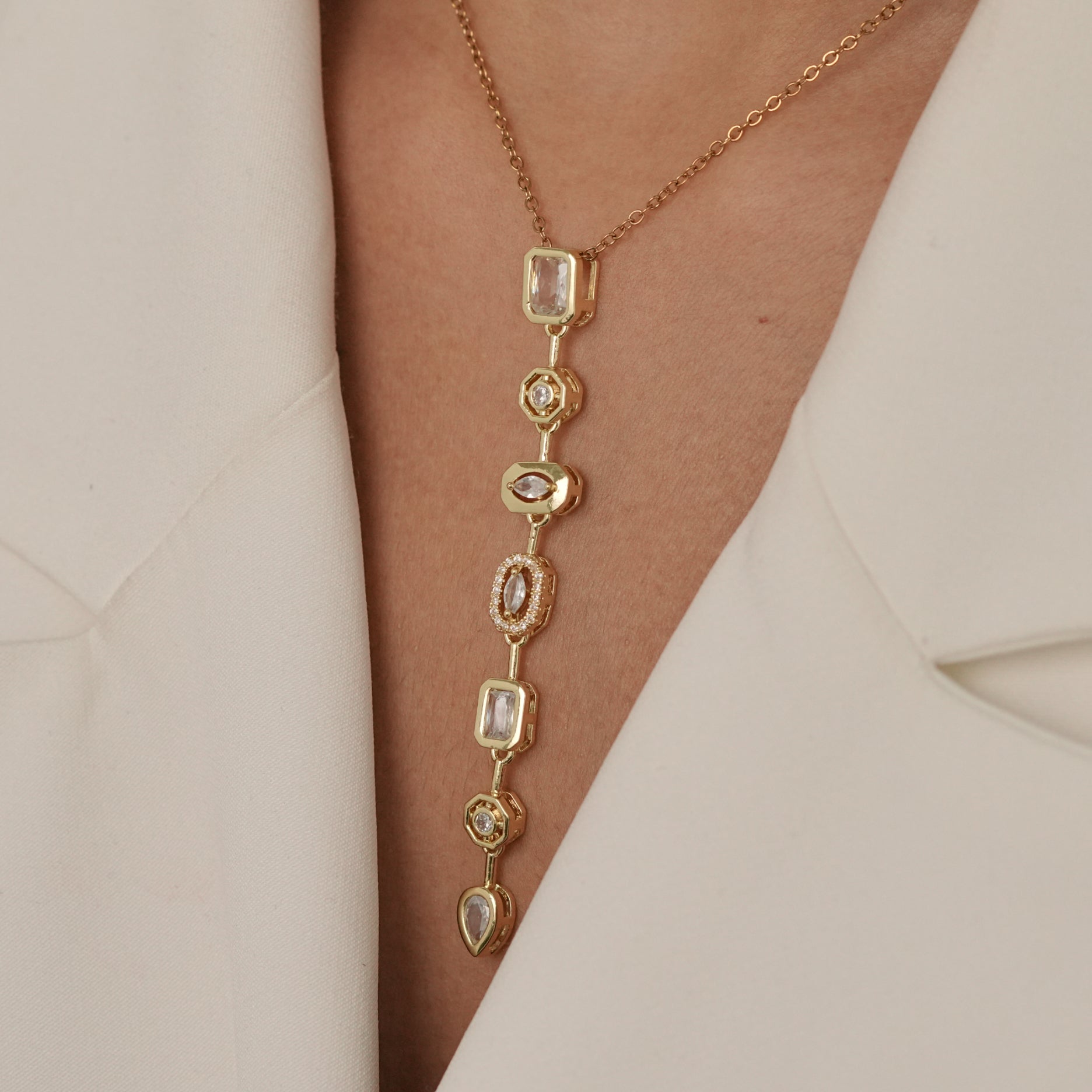 Multistone Lariat Necklace