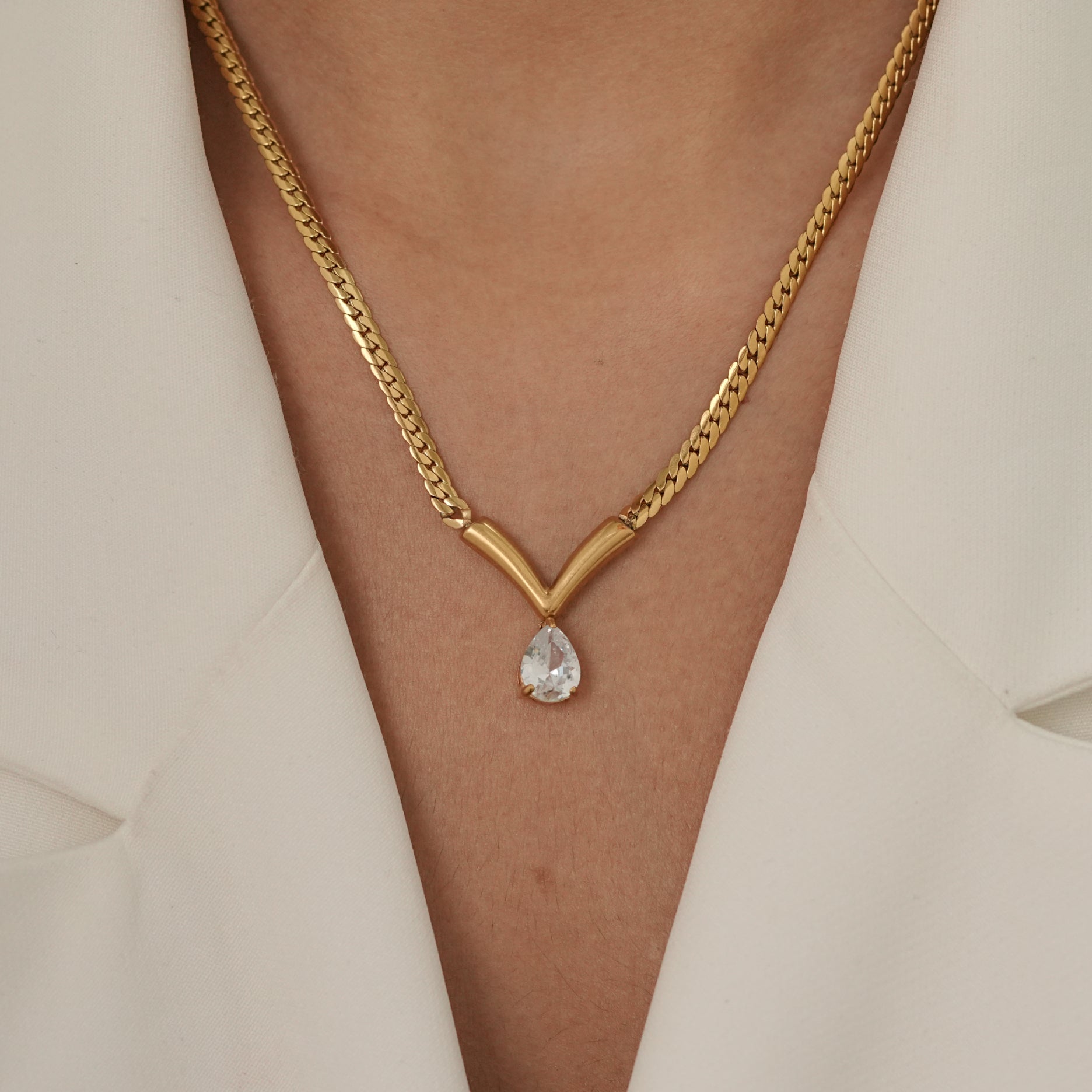 Crystal Pear Necklace