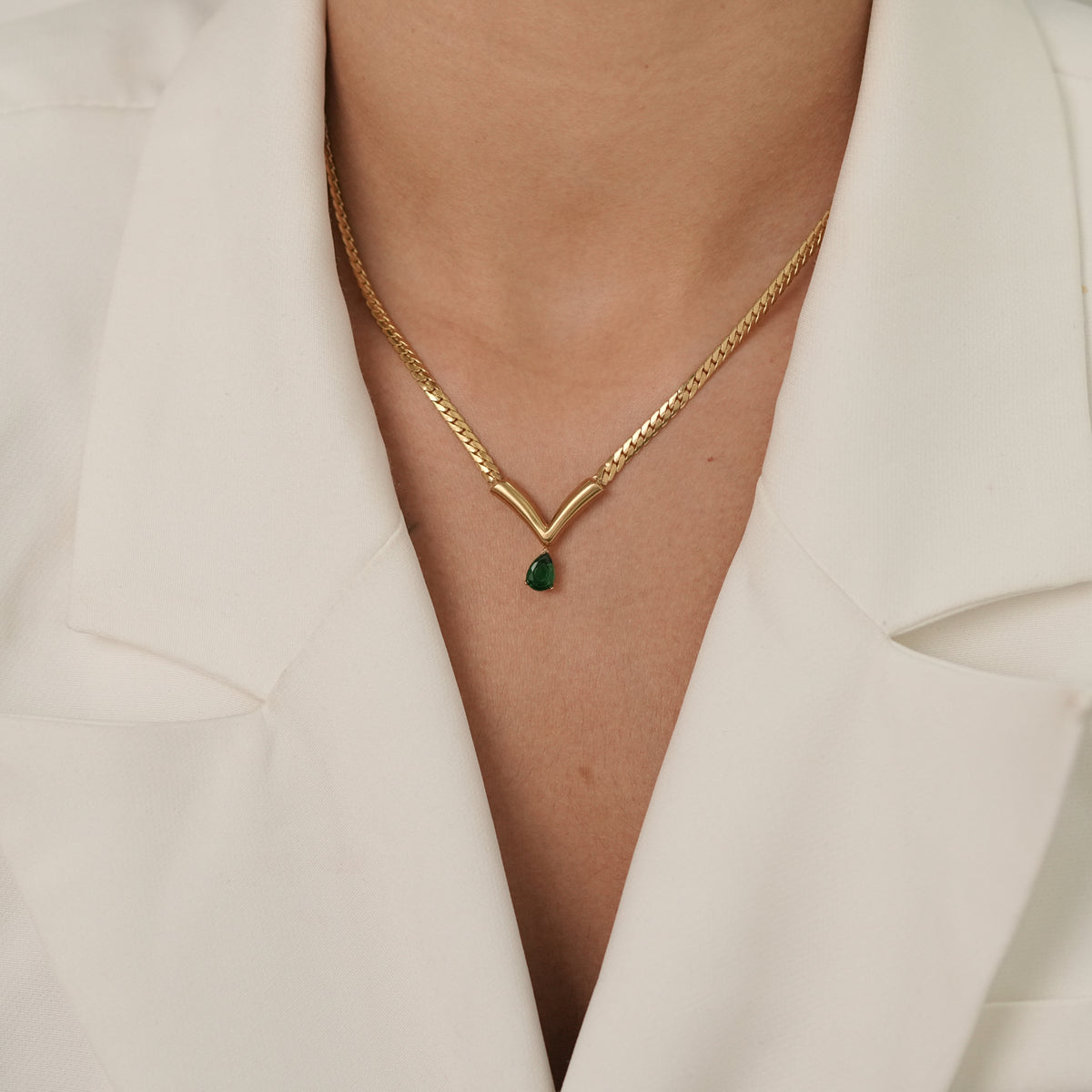 Emerald Pear Necklace