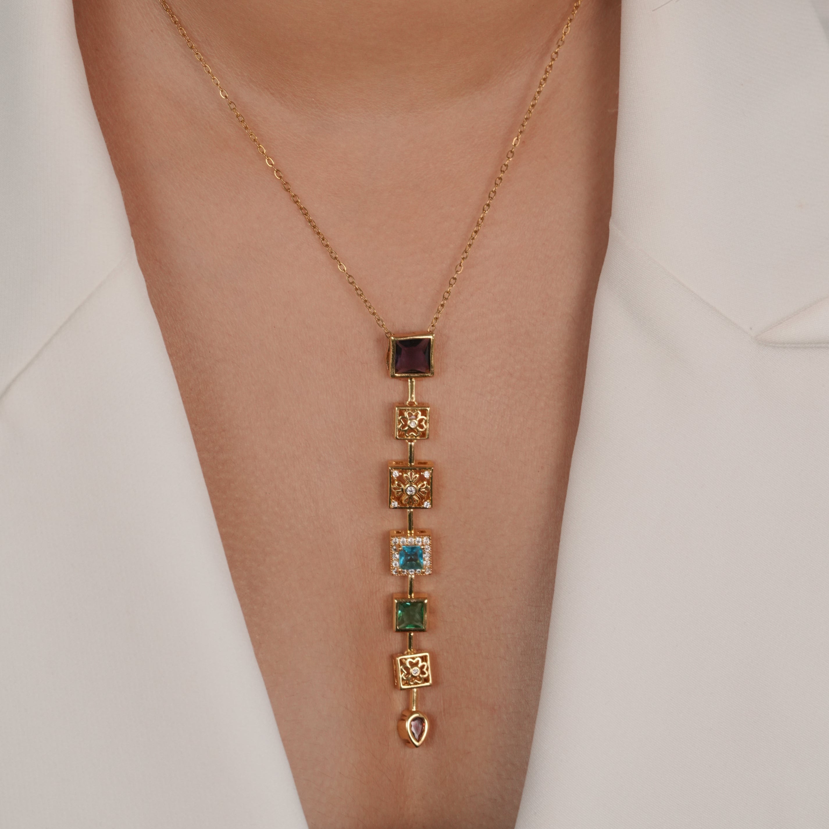 Mosaic Lariat Necklace