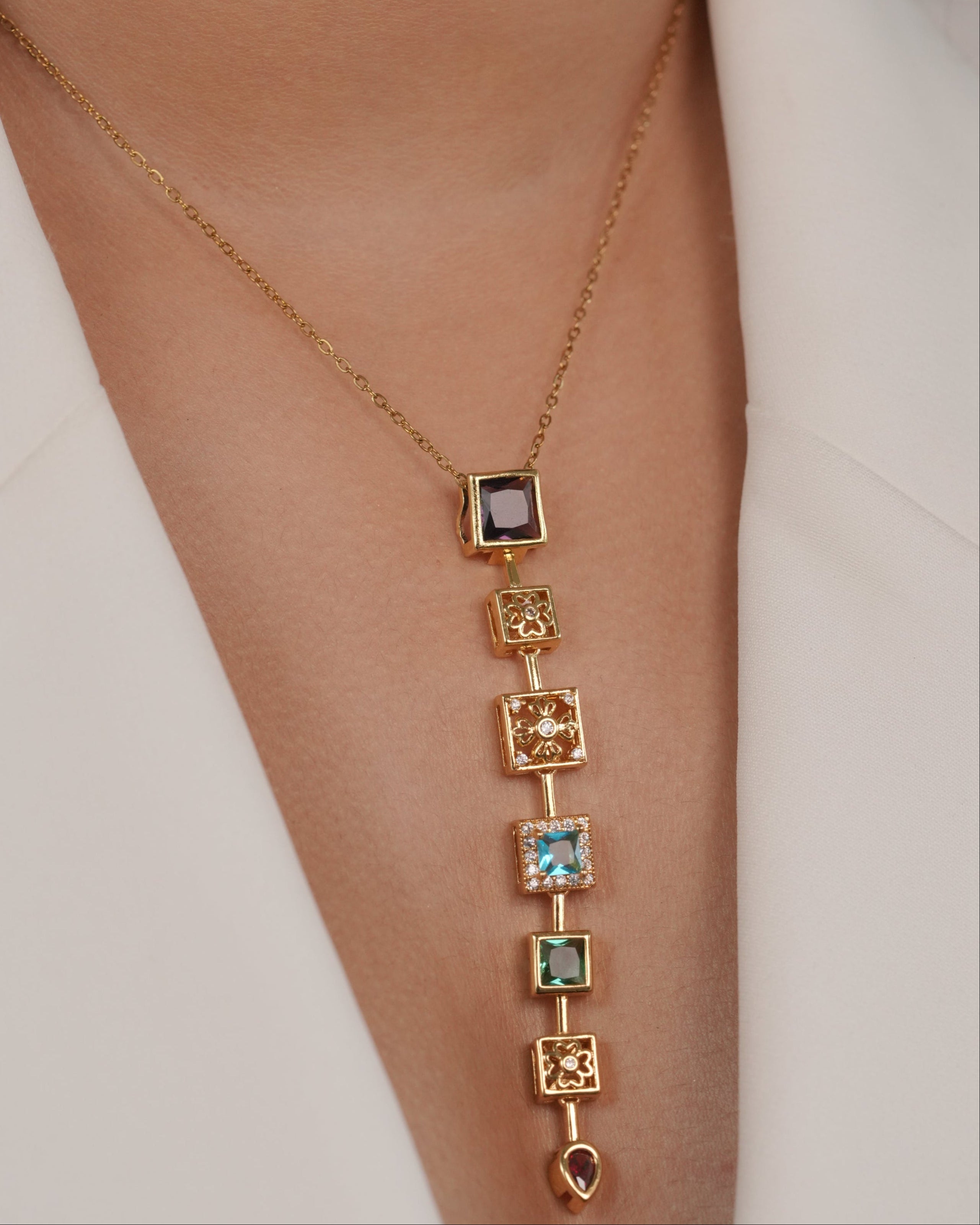 Mosaic Lariat Necklace