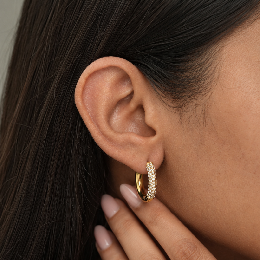 Pave Hoop Earrings