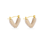 PEARL HEART EARRINGS - 18K GOLD-PLATED