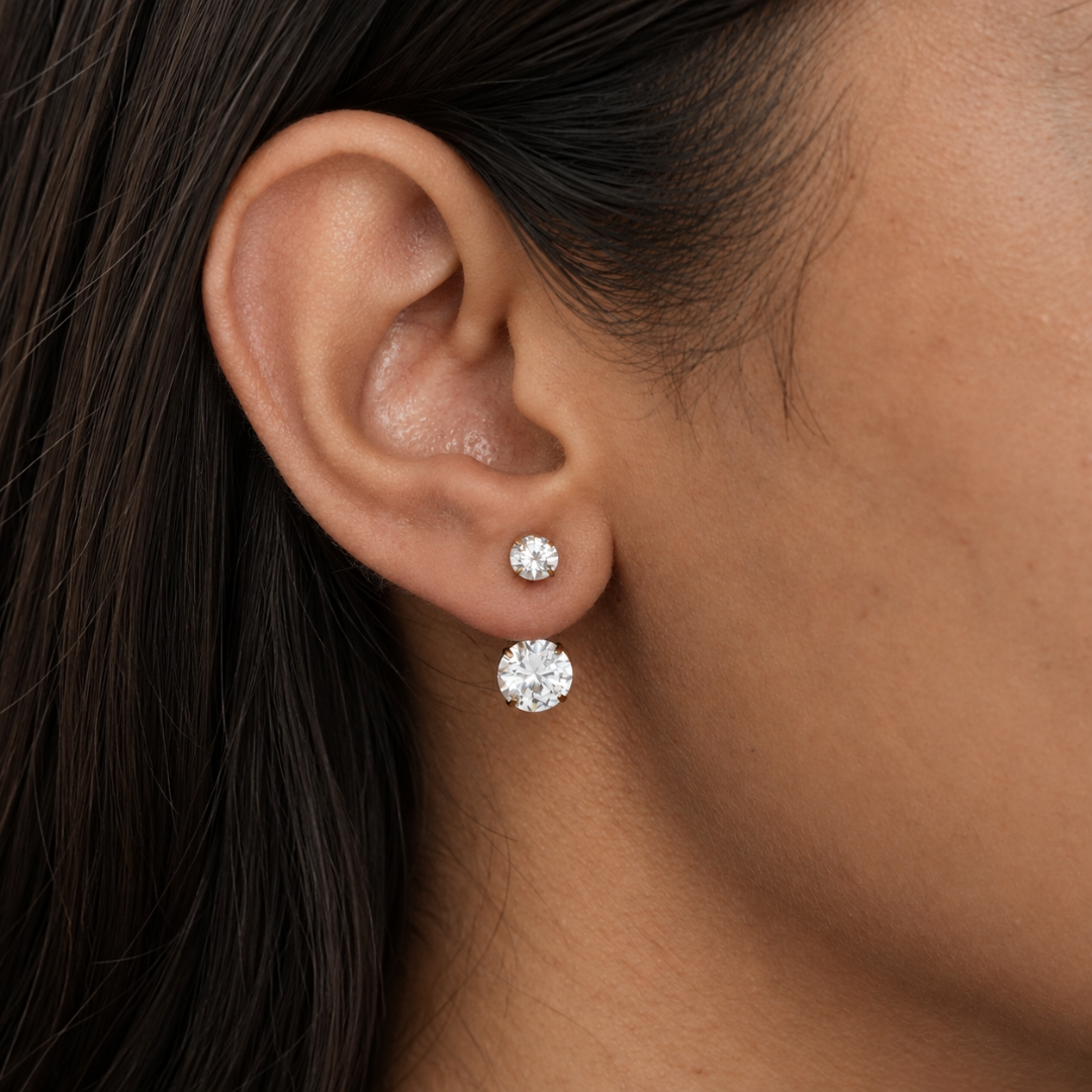 Solitaire Hidden Drop Earrings