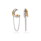 BI-METAL CHAIN DROP EARRINGS - 18K GOLD-PLATED