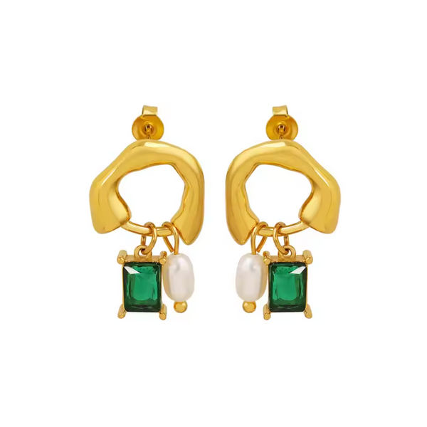 EMERALD BLISS EARRINGS - 18K GOLD PLATED