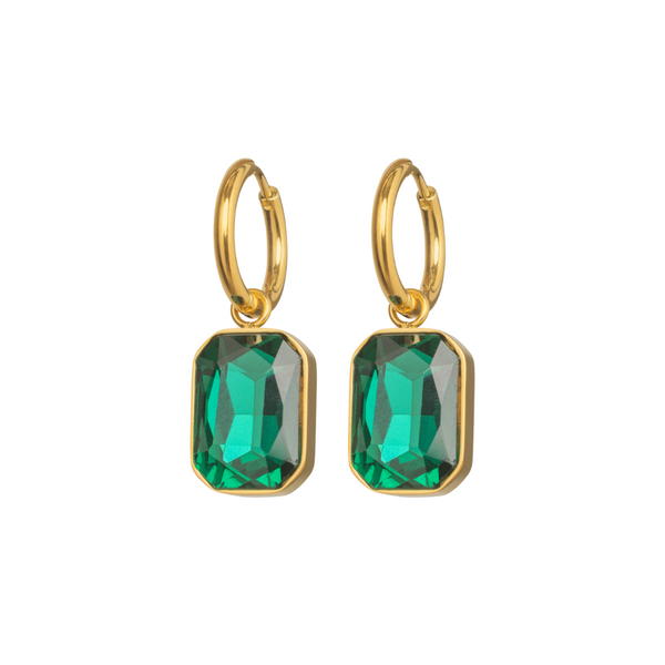 ROYAL EMERALD DROP EARRINGS - 18K GOLD-PLATED