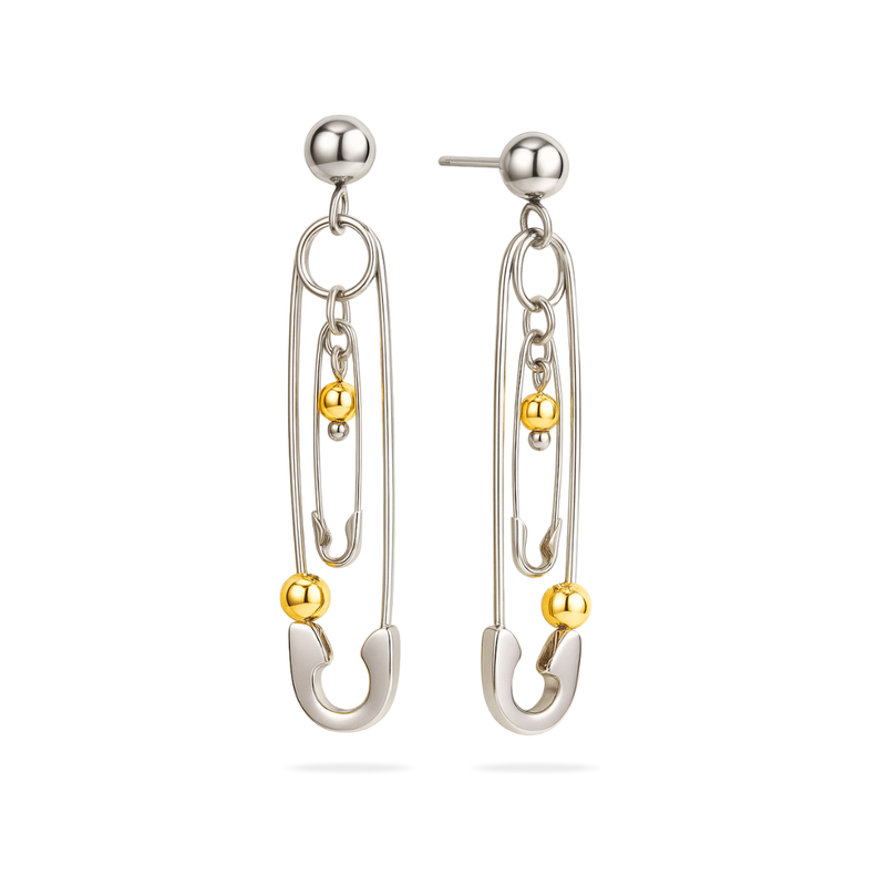 PIN EARRINGS - 18K GOLD-PLATED