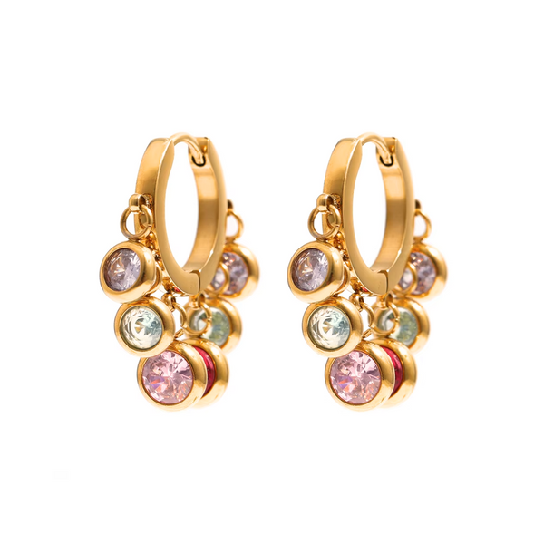 REGAL MULTI-COLOR HOOPS- 18K GOLD-PLATED