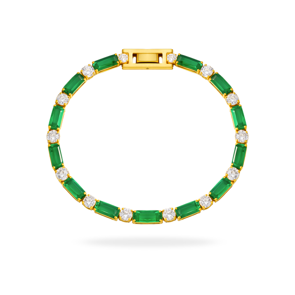 EMERALD SOLITAIRE BRACELET - 18K GOLD-PLATED