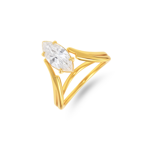 MARQUISE HIGH RING - 18K GOLD-PLATED