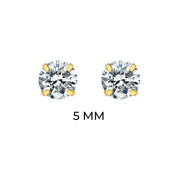 SOLITAIRE STUDS (5MM)- 18K GOLD-PLATED