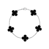 BLACK TRÈFLE BRACELET - 18K GOLD-PLATED