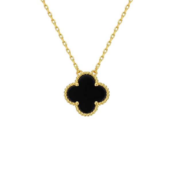 BLACK CLOVER NECKLACE - 18K GOLD-PLATED