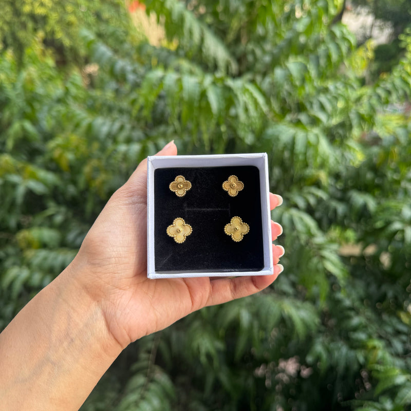VINTAGE TRÈFLE EARRINGS - 18K GOLD-PLATED