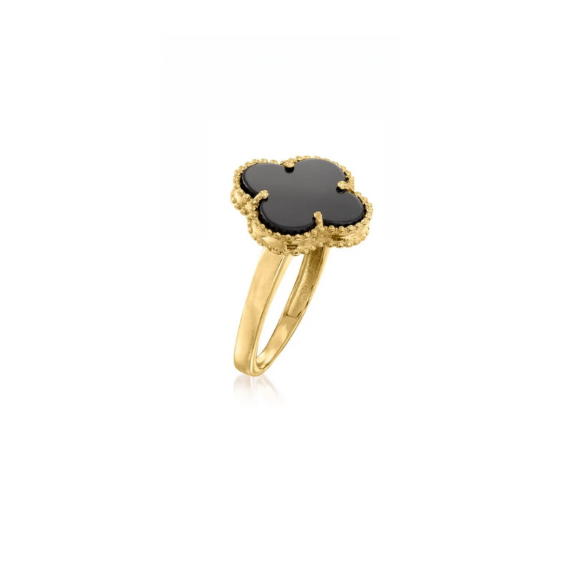 BLACK CLOVER RING - 18K GOLD-PLATED