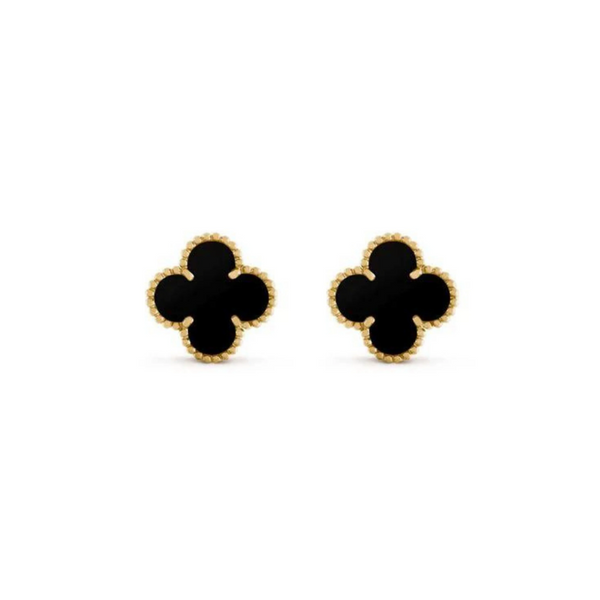 BLACK CLOVER EARINGS  - 18K GOLD-PLATED