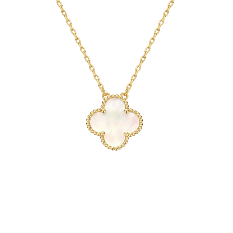 WHITE CLOVER NECKLACE - 18K GOLD-PLATED