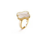 WHITE CLOVER RING - 18K GOLD-PLATED