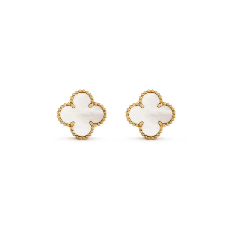 WHITE CLOVER EARINGS - 18K GOLD-PLATED