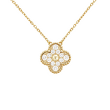 STUDDED CLOVER NECKLACE - 18K GOLD-PLATED