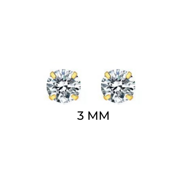 SOLITAIRE STUDS (3MM)- 18K GOLD-PLATED