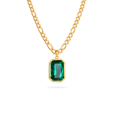 CLASSIC EMERALD NECKLACE - 18K GOLD-PLATED