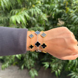 BLACK TRÈFLE BRACELET - 18K GOLD-PLATED