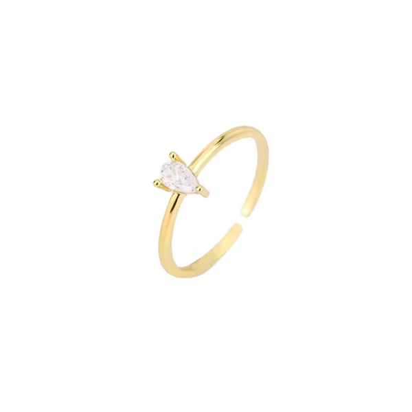 RESIZEABLE PEAR RING - 18K GOLD-PLATED