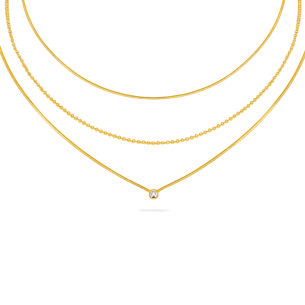 LUNA TRIPLE LAYER NECKLACE - 18K GOLD-PLATED